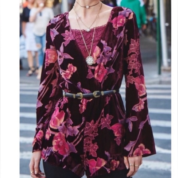 ALTAR’D State Boho Floral Long Sleeve Velvet Romper M - Picture 2 of 10